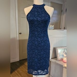 Worn Twice!- MODA INTERNATIONAL - Royal Blue Lace Sheath Dress, - Size S